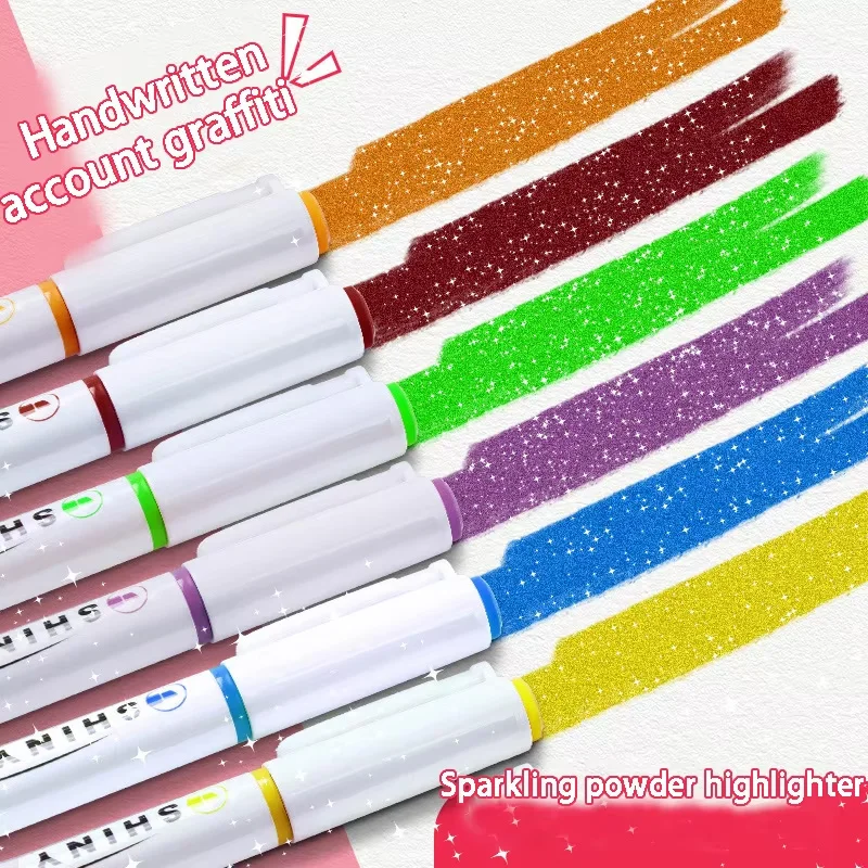 4 шт., набор блестящих ручек с блестками, блестящий пастельный хайлайтер, флуоресцентная ручка, цветная живопись, блестящие ручки для граффити, маркеры, ручка