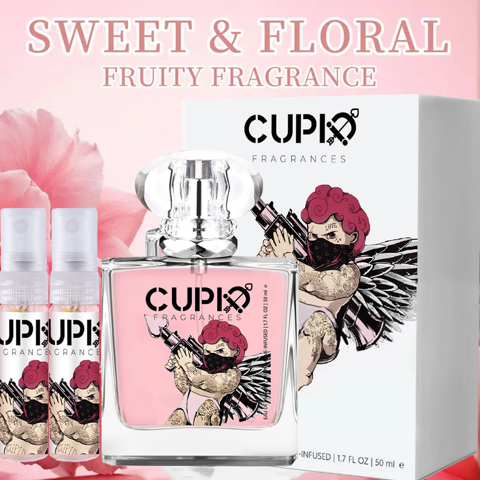 Parfum cologne wanita Cupid 2.0, portabel, elegan, romantis, 1.7 oz (50 ml) hadiah Hari Valentine.