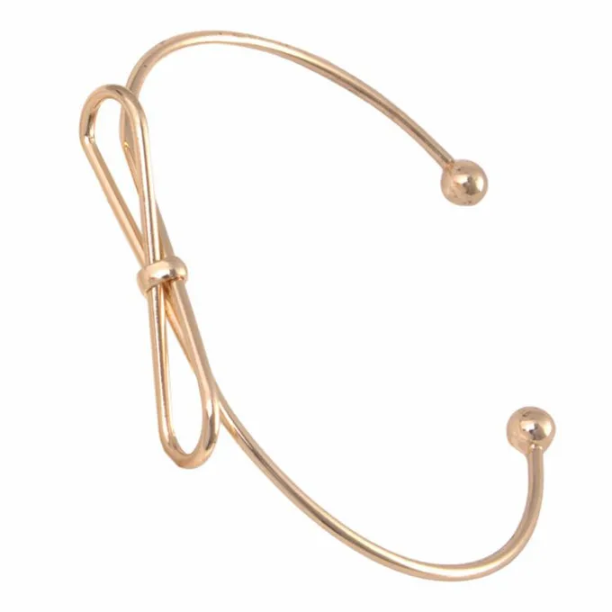 Fashion Jewelry Accessories New Cute Bow Knot Cuff Bangles Open Metal Charm Bead Bangle & Bracelet For Women Girl Gift Wholesale