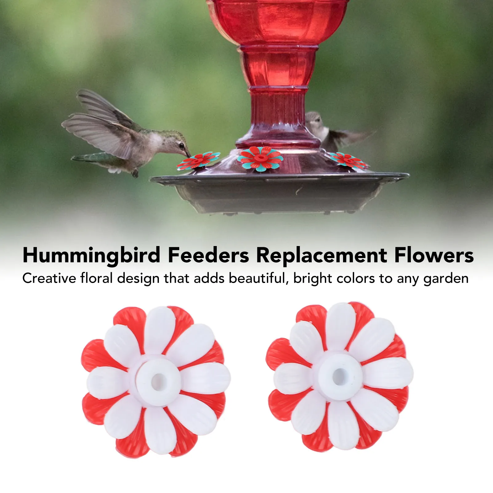 

30PCS Hummingbird Feeders Replacement Flowers Brightly Colored Bird Feeder Feeding Ports Parts Easy To Clean Red + Yellow