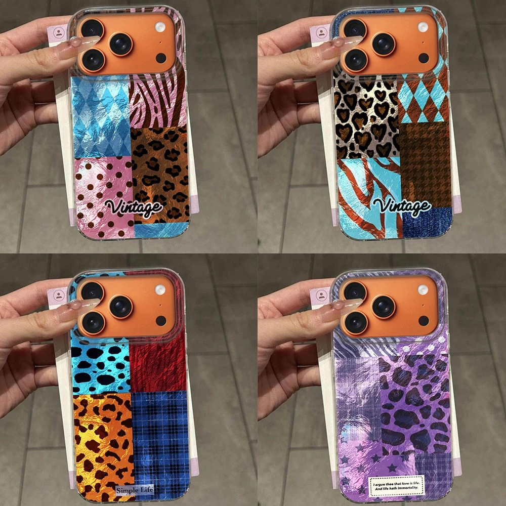 

Case For Apple iPhone 17 Pro Max 16 Air 16e 15 14 13 11 12 7 8 Plus X XS XR SE 2020 2022 Vintage Leopard Splice Phone Cover