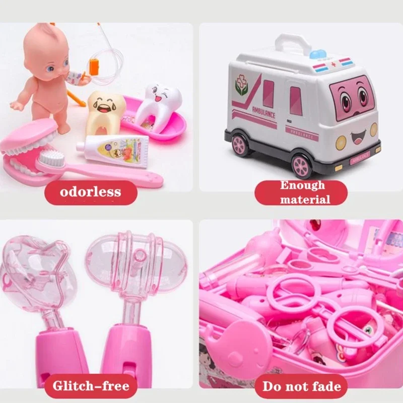 35-51pcs/Set Girls Role Play Doctor Game Medicine Simulation Dentist Treating Teeth Pretend Play Toy for Toddler Baby Kids