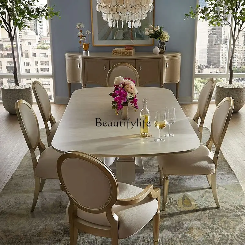 

Light luxury oval dining table simple oak dining table high sense