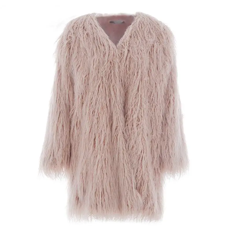 Fur Imitation Fur Jacket Fashionable and Trendy Solid Color Beach Wool Women's Mid Length Jacket