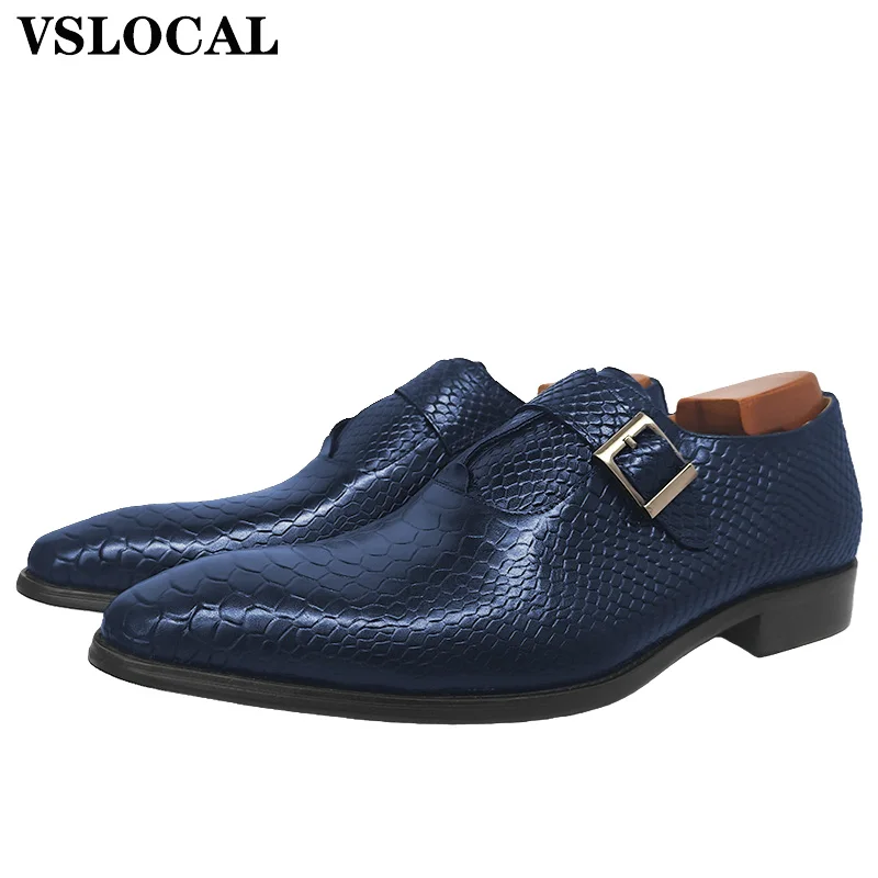 

Luxury Men's Loafers Snake Print Formal Dress Men Casual Shoes Black Blue Monk Office Wedding Loafers Leather Shoes Men