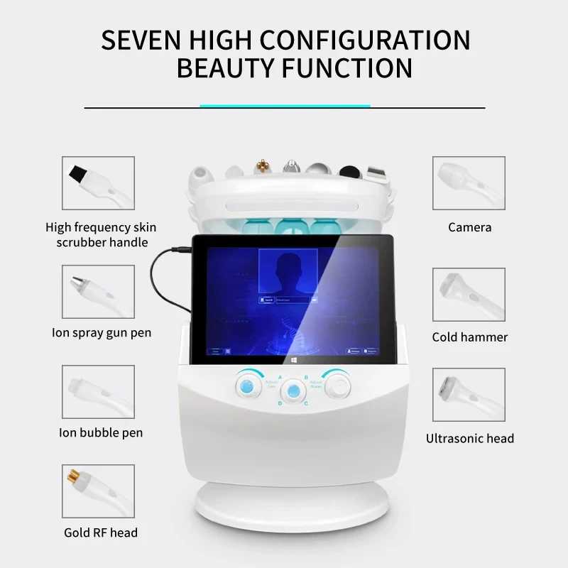 7-In-1 Smart ice blue Skin Analyzer With Skin Analysis Function For Water Skin Micro Grinding Facial Care Machine