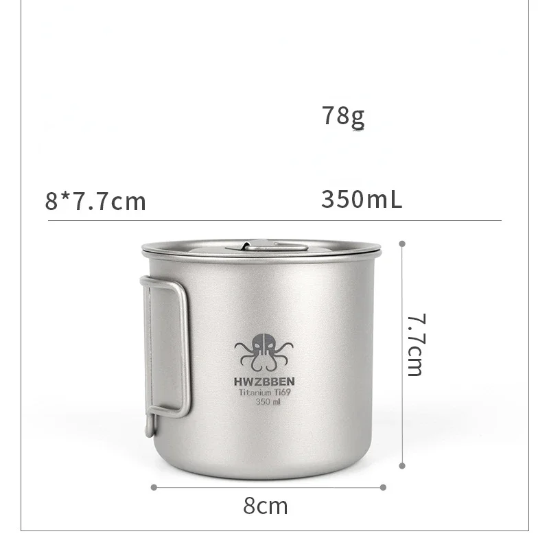 New Outdoor Pure Titanium Mug 350ml Portable Camping Coffee Tea Cup Kampeer Accessories Cooking Survival Equipment Gift New