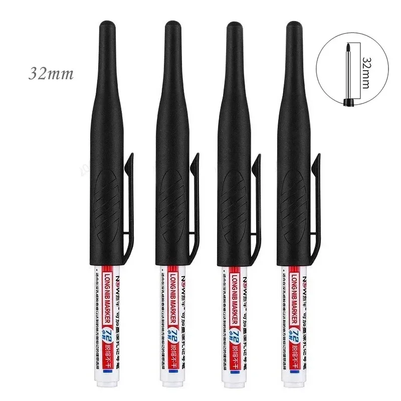 4Pcs/Set 30mm Deep Hole Long Nib Head Markers For Metal Perforating Pen Waterproof Bathroom Woodworking Decoration Multi-Purpose