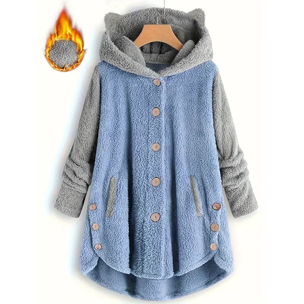 Teddy Coat for Women Womens Fuzzy Cardigans Winter Oversized Open Front Fleece Hooded Pockets Fluffy Jacket Coats