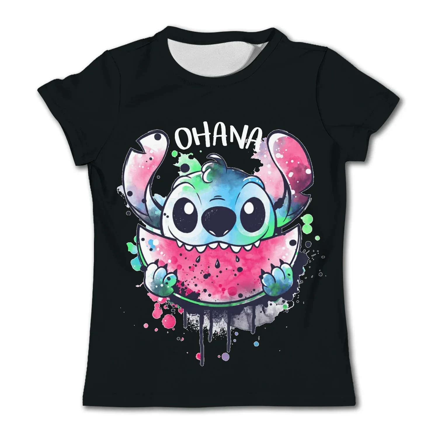 

Kids' Top Soft Tees Disney Stitch T Shirts For Girls Summer Casual Short Sleeve Cute Cartoon Children's Clothing Daily T-shirt