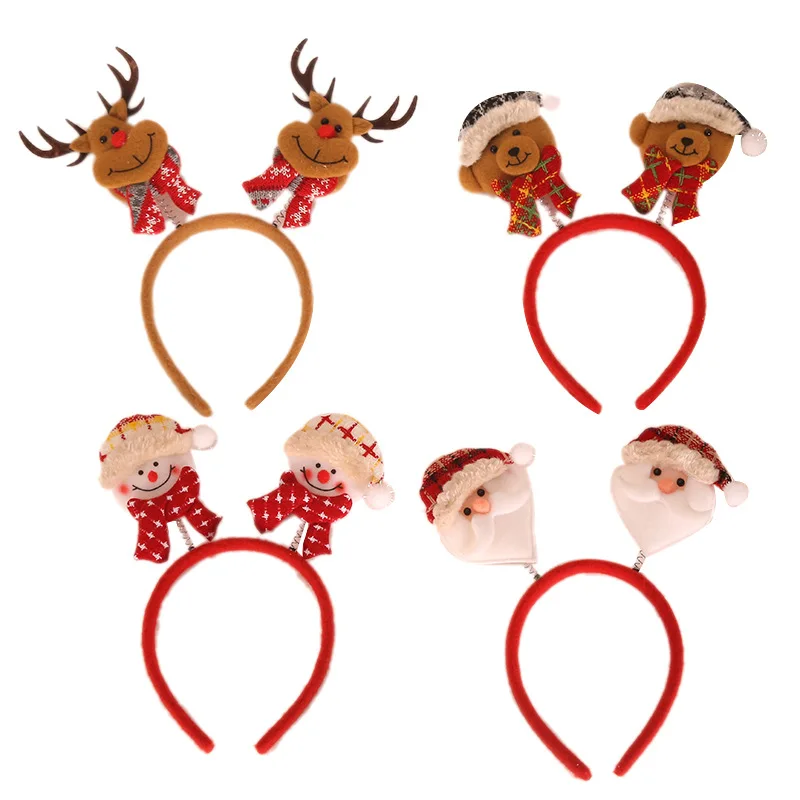 Kids' Christmas Headbands Cute Cartoon Santa Claus Elk Snowman Hair Band New Year Party Decorations Headwear Xmas Gift