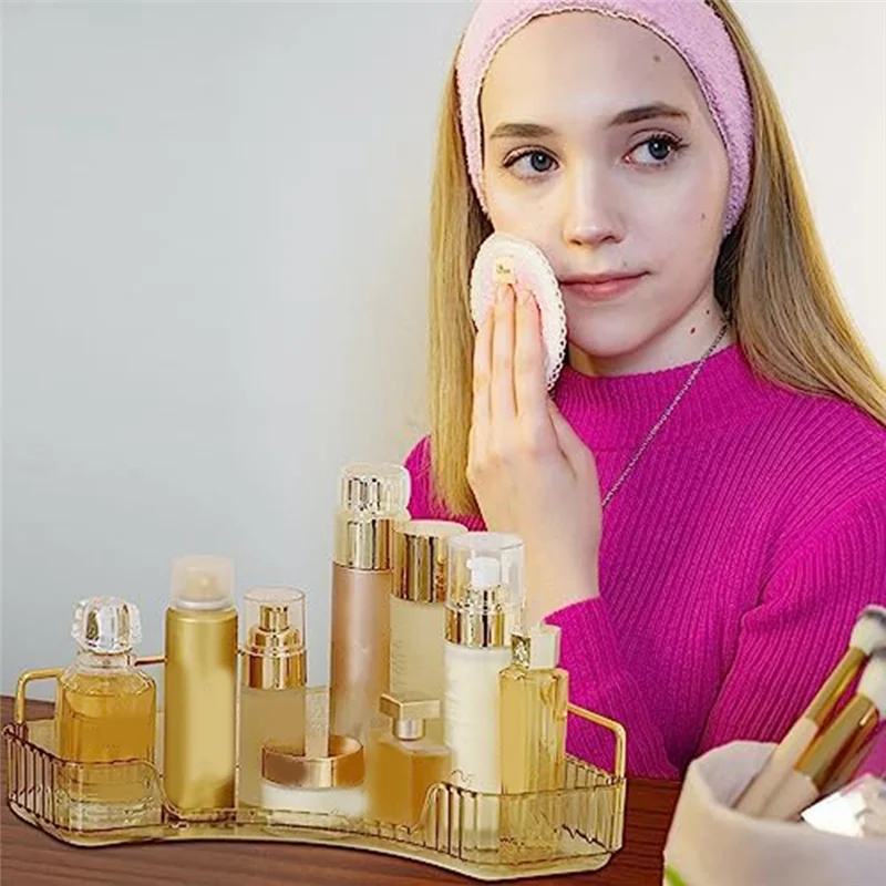 

ABYN-1 шт. угловой органайзер для ванной комнаты ПЭТ + металл 25,5X16,5X8 см для туалетного столика, поднос для духов для углового хранения A