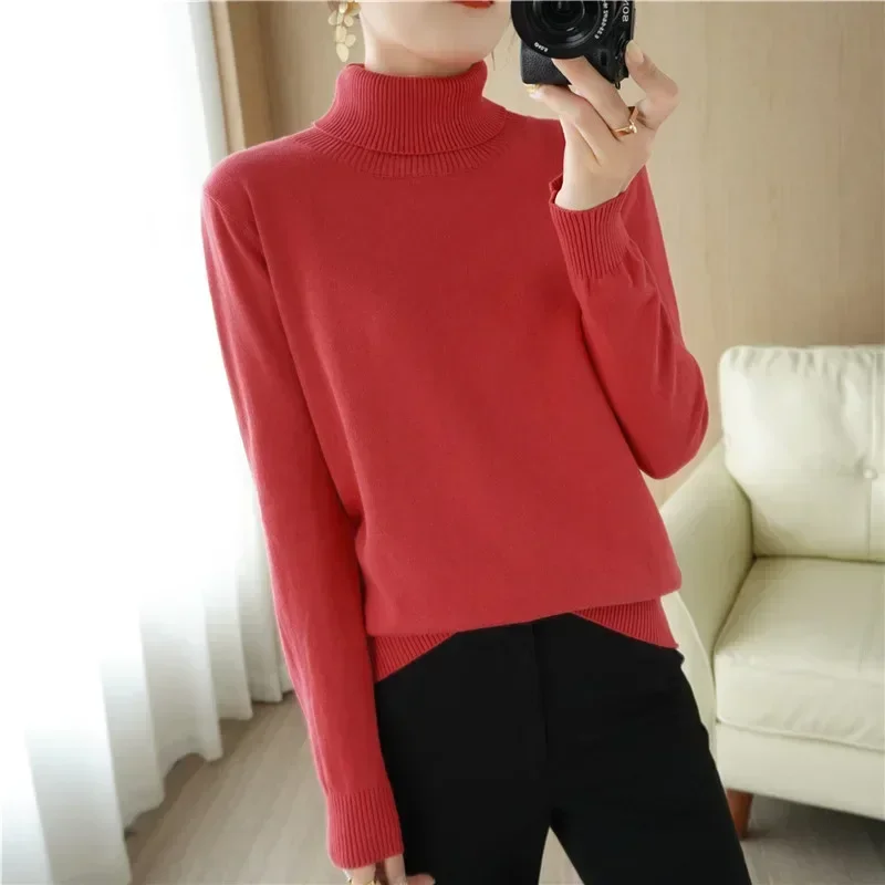 Sweater Women Fashion High Neck Sweater Women's Autumn And Winter Wool Pullover Top Loose And Casual Youth Women Tops Sweatshirt