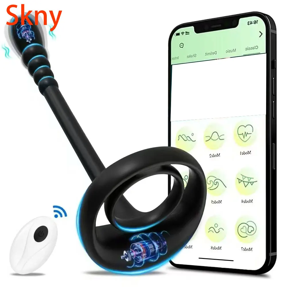 خاتم الديك البروستاتا هزاز للرجال APP اللاسلكية الخصية تدليك الشرج بعقب المكونات حلقة القضيب ذكر الاستمناء الجنس لعب الكبار 18 +