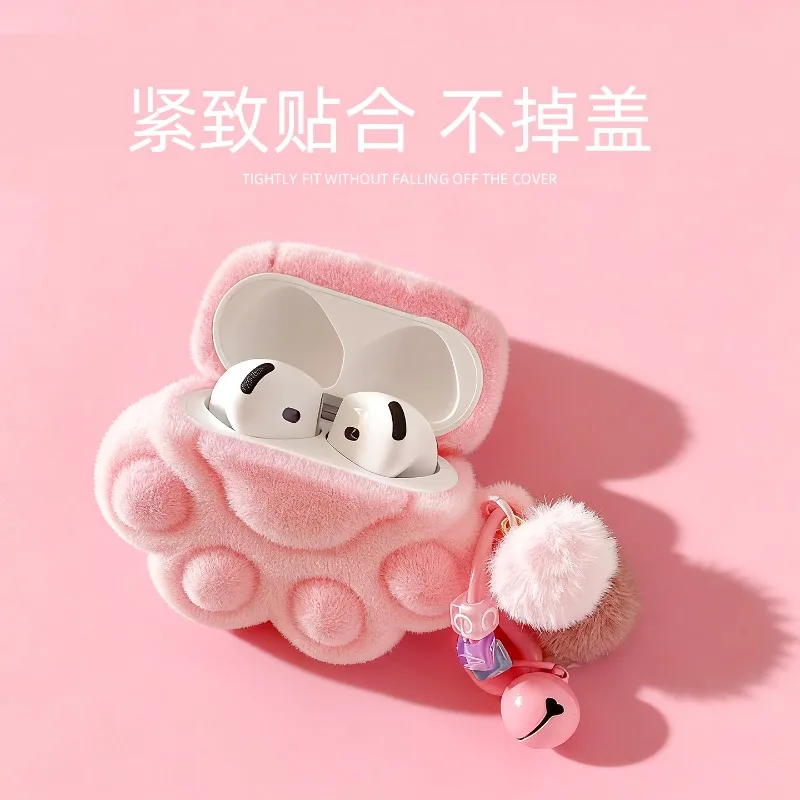 

Cute Earphone Case Customized Plush Cat Paws for Airpods1/2/3/4 Airpods Pro Bluetooth Earphone Case Plush Ornament Shell Gift