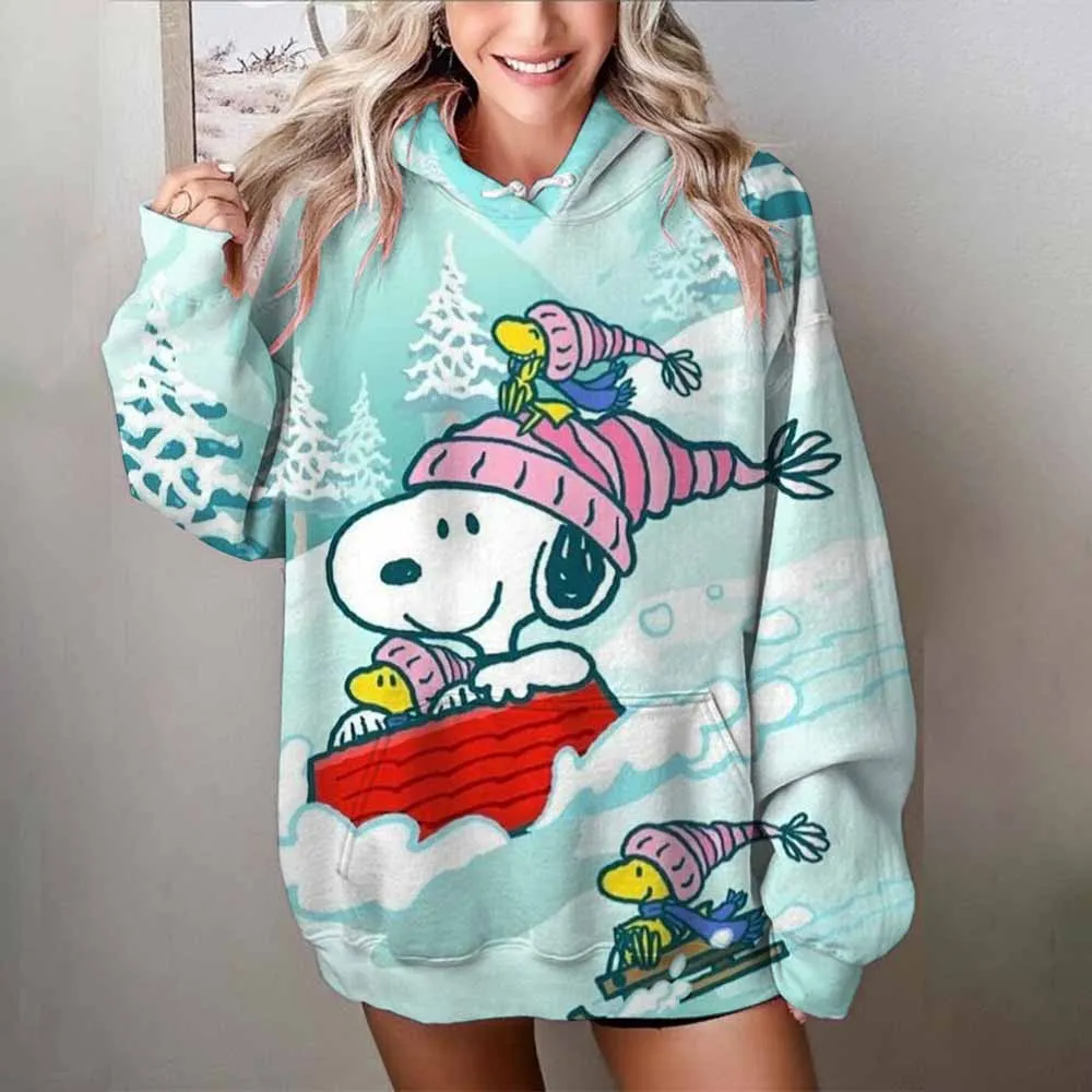 2024 Spring and Autumn Children's Adult Parent-Child Sweater 3D Printing Cartoon Animation Snoopy Personality Fashion Streetwear