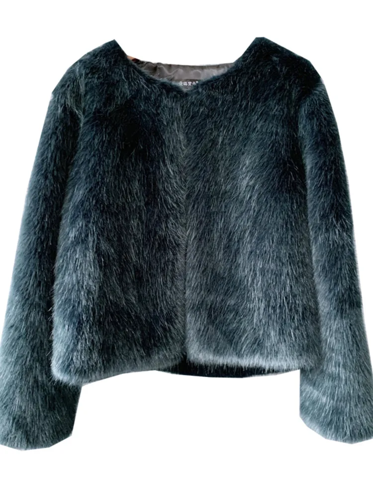 2024 Winter niche high-end imitation fox fur women's jacket short long sleeved slim fitting mink fur fashionable solid color fur