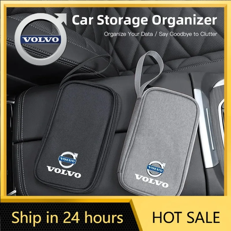 

2026 Новая портативная автомобильная дорожная сумка для хранения эмблем Volvo, кабель, чехол для гаджета, карты для Volvo XC90 V90 V60 XC60 V40 S80 S60 S90 C