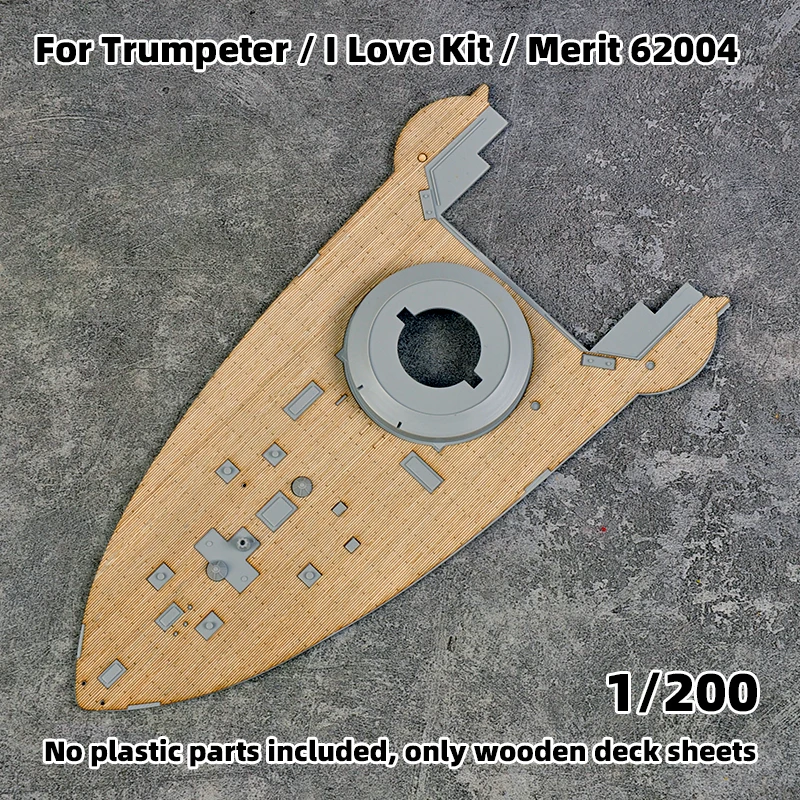 Modell-Upgrade-Teile: Lasergeschnittene Holzdeckplatte mit selbstklebender Ankerkette für Merit I Love Kit 62004 Battleship 1905 1/200 – Detail 1