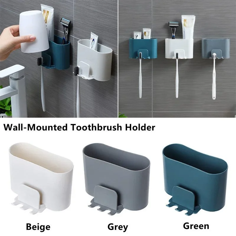 Toothpaste and toothbrush storage box, bathroom cosmetics storage rack, household non perforated electric toothbrush holder