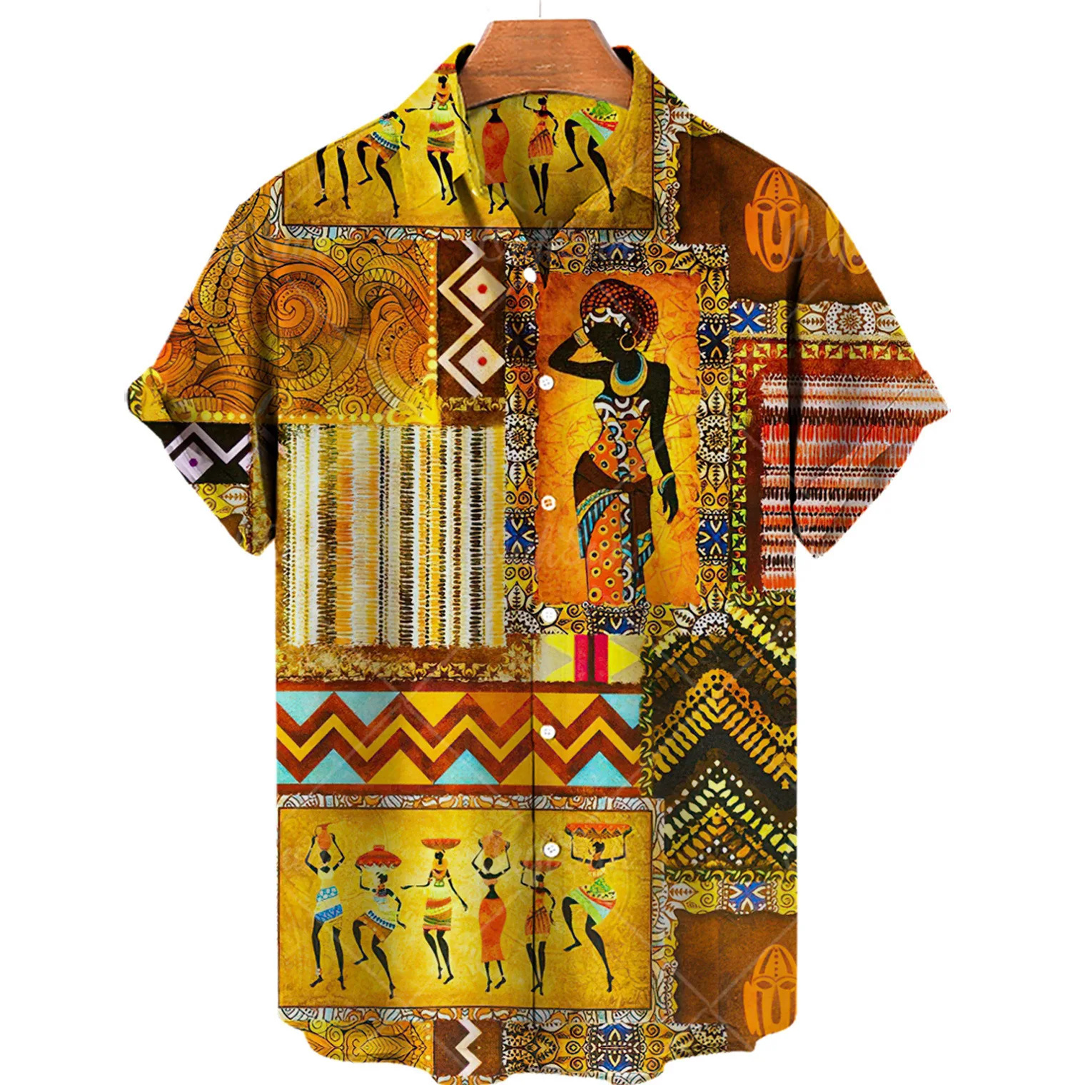 Camisa havaiana Verão Africano Camisas Dos Homens Das Mulheres Moda Blusa Oversized dos homens Camisa de Lapela Vocação Praia Camisas Unisex