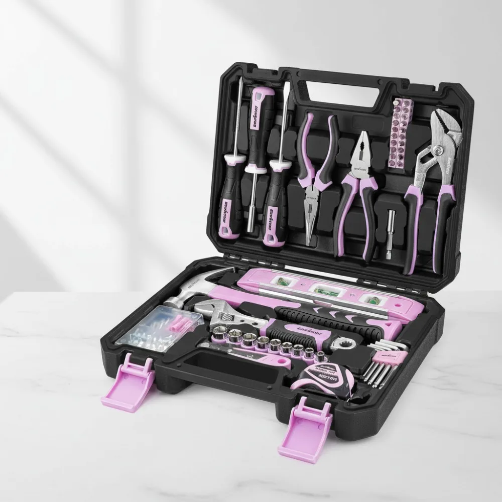 

Pink Tool Kit Set for Women, 146PCS Household Hand Tools with Storage Box, DIY Home Maintenance