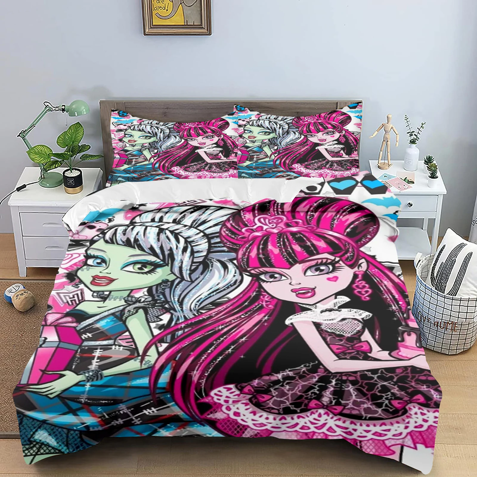 

Monster High Cartoon Home Duvet Cute Printed Quilt Cover Comforter Polyester Soft Bedding Various Size Custom Made Children Gift