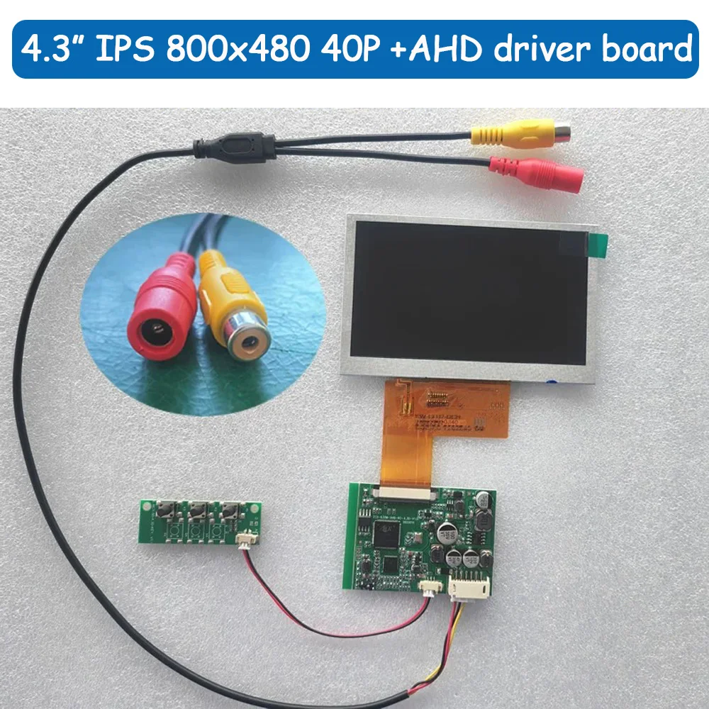 

4.3 inch 800x480 IPS LCD display module kit 40P with AHD1080P driver board AV+DC video connection cable