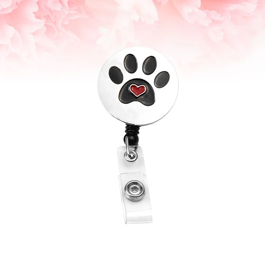 1Pcs Footprint Badge Reel Telescopic Id Holder for Nurses Teachers Students Office Workers Factory Staff Keychain Lanyard Clip