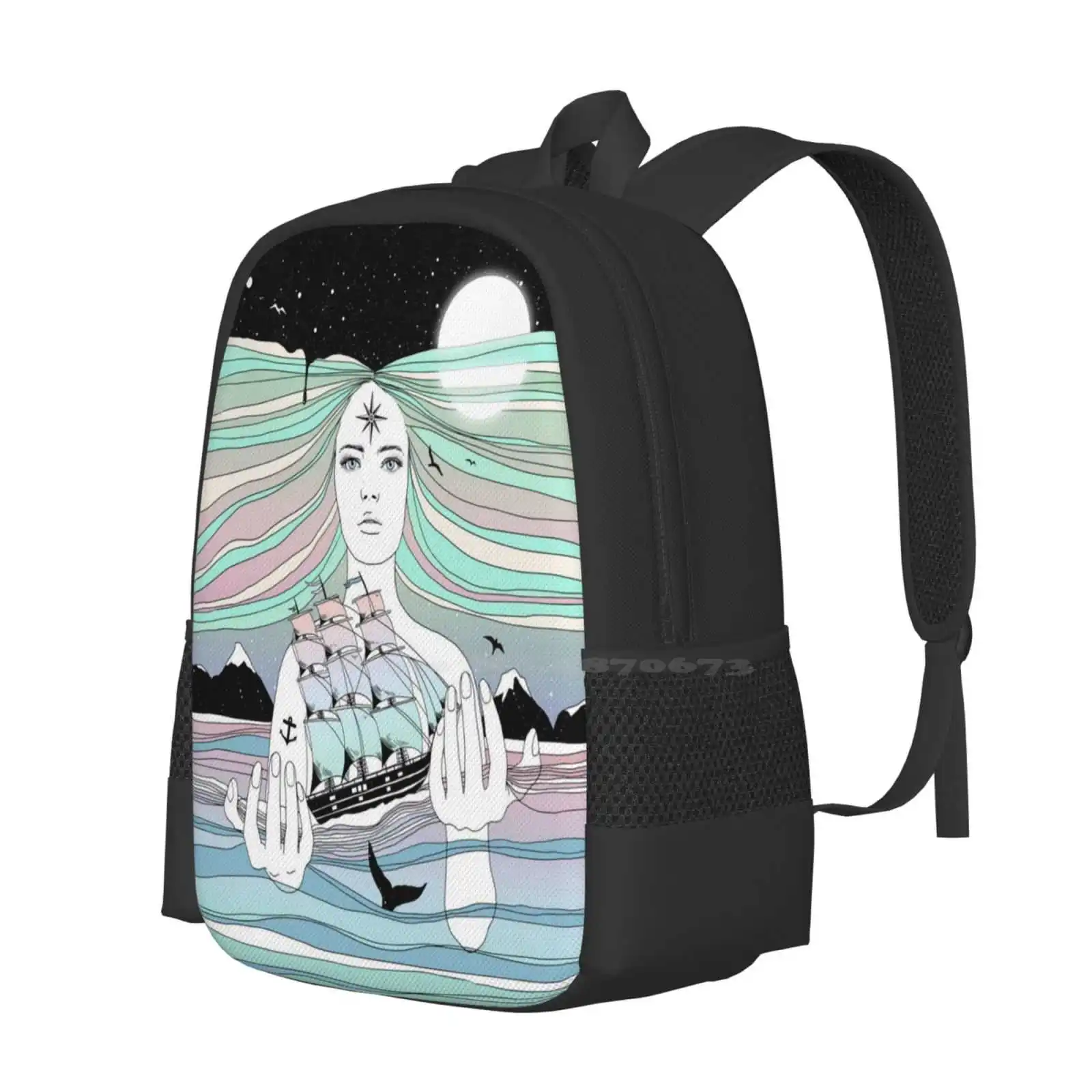 Mochila con estampado 3D para estudiantes, bolsa de viaje espacial, Sky Ship Ocean, viaje A una mayor existencia (tu vida en tus manos)