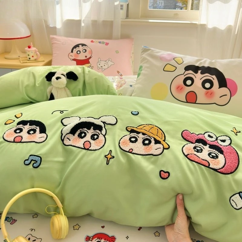 New Crayon Shin-chan high-value creative warm and comfortable four-piece cartoon cute student quilt cover sheet three-piece set view 5