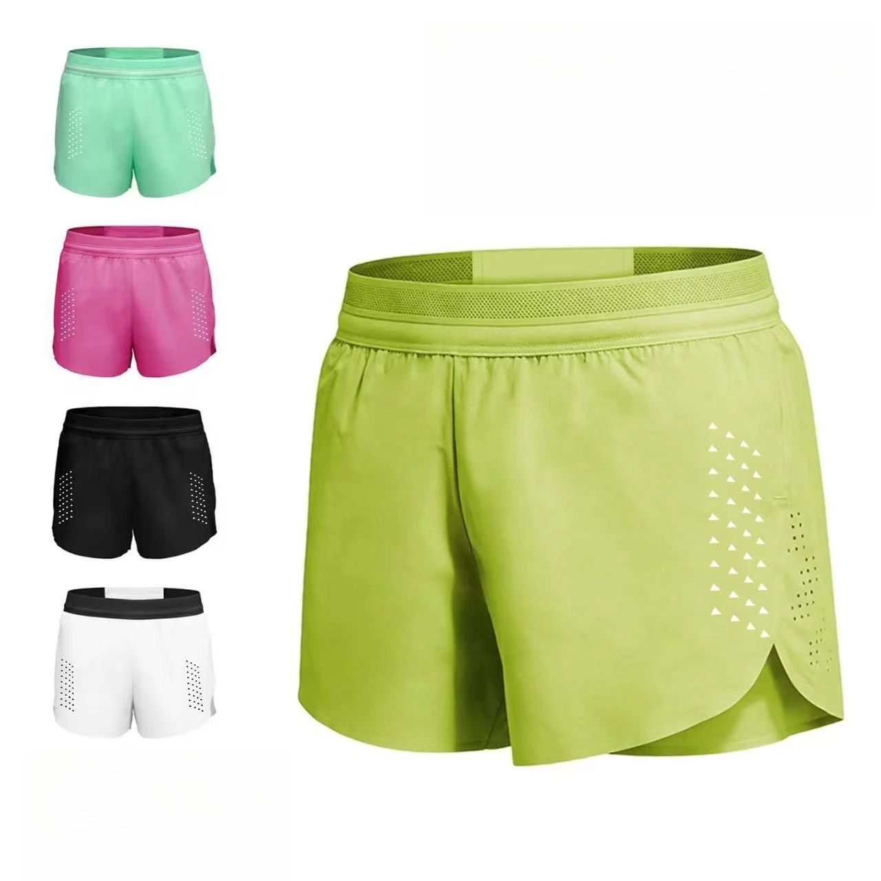 Lightweight Moisture Wicking High Waist Running Shorts for Gym Women's Men Fitness Shorts with Built-in Liner Tummy Control