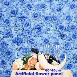 Flower Wall Panel  Artificial Flower Panels for Party Wedding Decoration Bridal Shower Decor Blue Silk Floral Plants