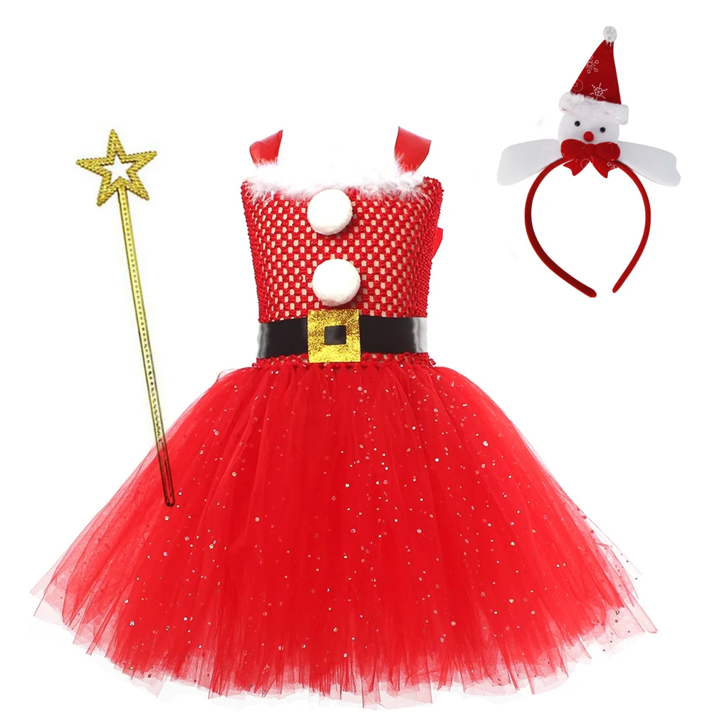 الأحمر عيد الميلاد سانتا كلوز زي الفتيات عيد الميلاد توتو اللباس الزي طفل أطفال عيد الميلاد حزب عطلة فستان بتصميم حالم حتى الملابس #3