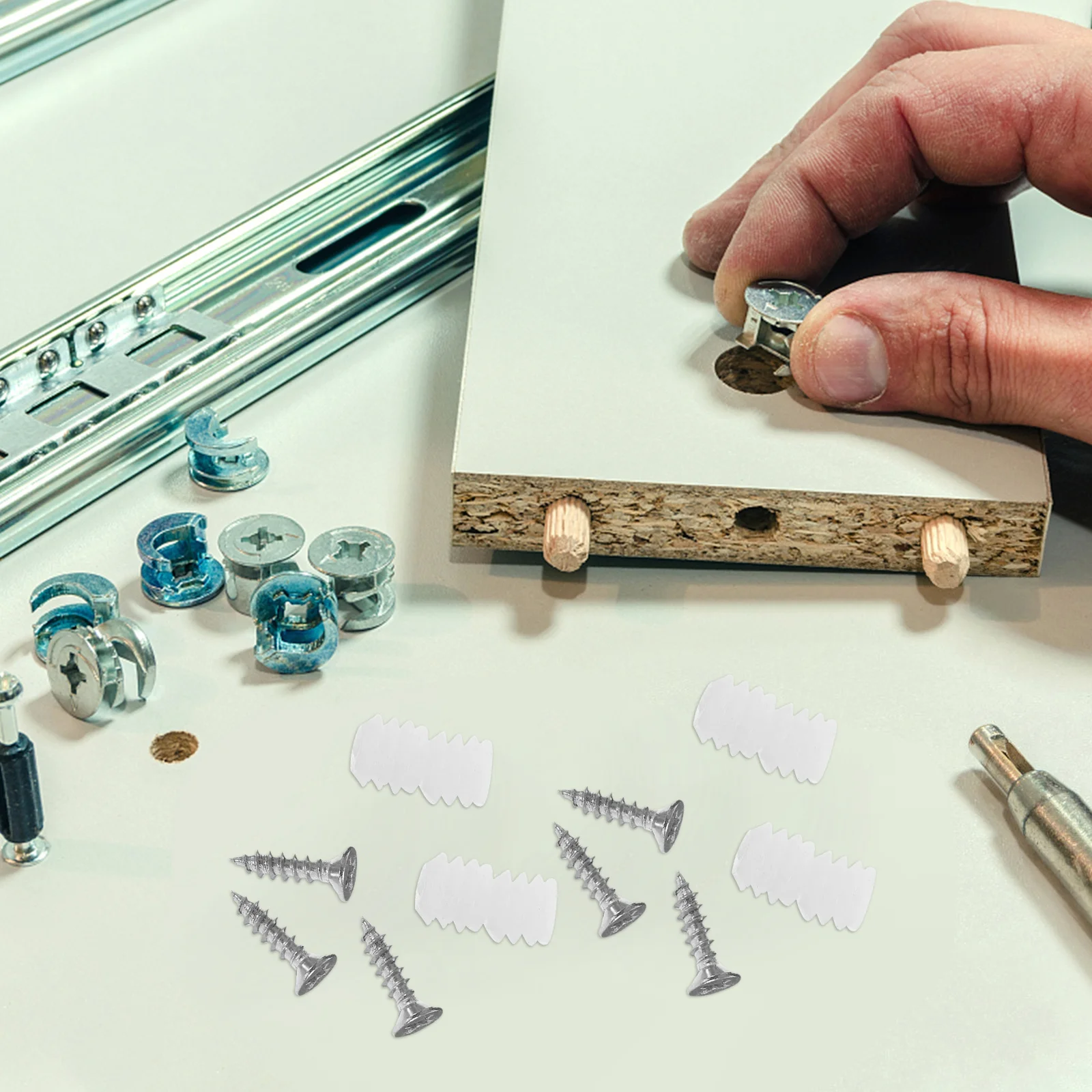 

200Pcs Plastic Hinge Dowel Inserts Screws Self Tapping Cabinet Hardware Repair Bedside Furniture Connectors Cabinet Hardware