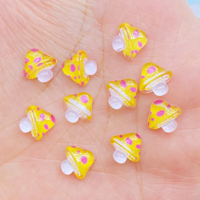 50pcs 3D Resin Nail Charms Shiny Mushroom Nail Parts Accessories Kawaii DIY Nail Art Decoration