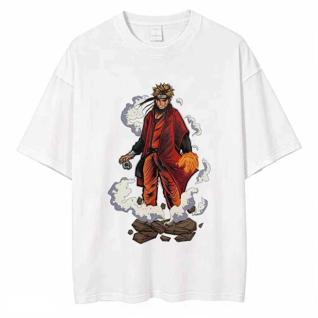 Summer Anime Naruto T-shirt Madara Uchiha with Susanoo & Sharingan Dual-Sided Men Women and Kids Print Casual Streetwear Tee