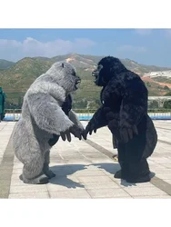 Real Life Inflatable Gorilla Costume Full Mascot Suit Giant Adult Fur Gorilla Cosplay Fancy Dress for Events Party no battery