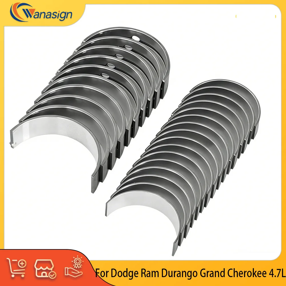 

Engine Parts Main Connecting Rod Bearings Set Fit 4.7 L V8 Gas For 99-07 ASPEN Dodge RAM 1500 Jeep 4.7L MB5284SI CR8030SI