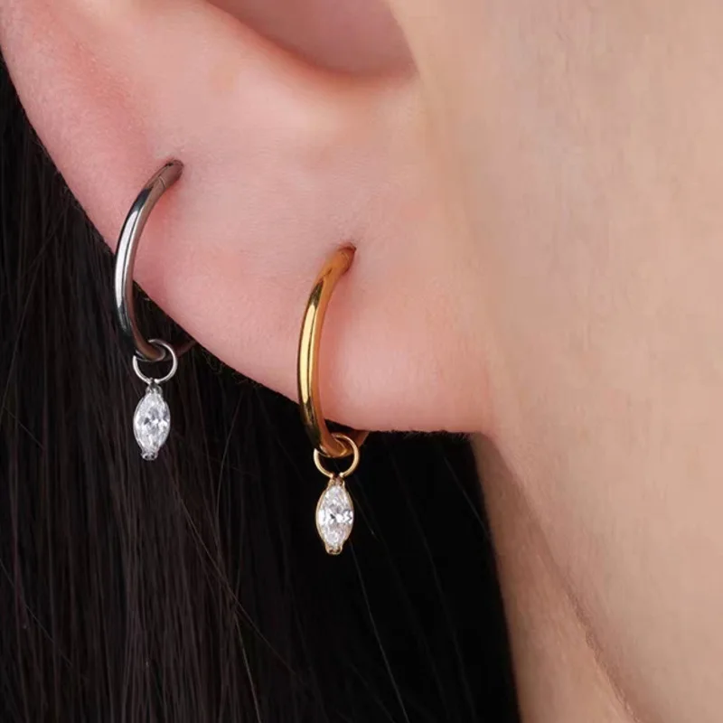 1pc G23 Titanium Steel Dangle Huggie Hoop, Rook Piercing Jewelry Cartilage Earring Conch Helix Hoop Earring Nose Clip