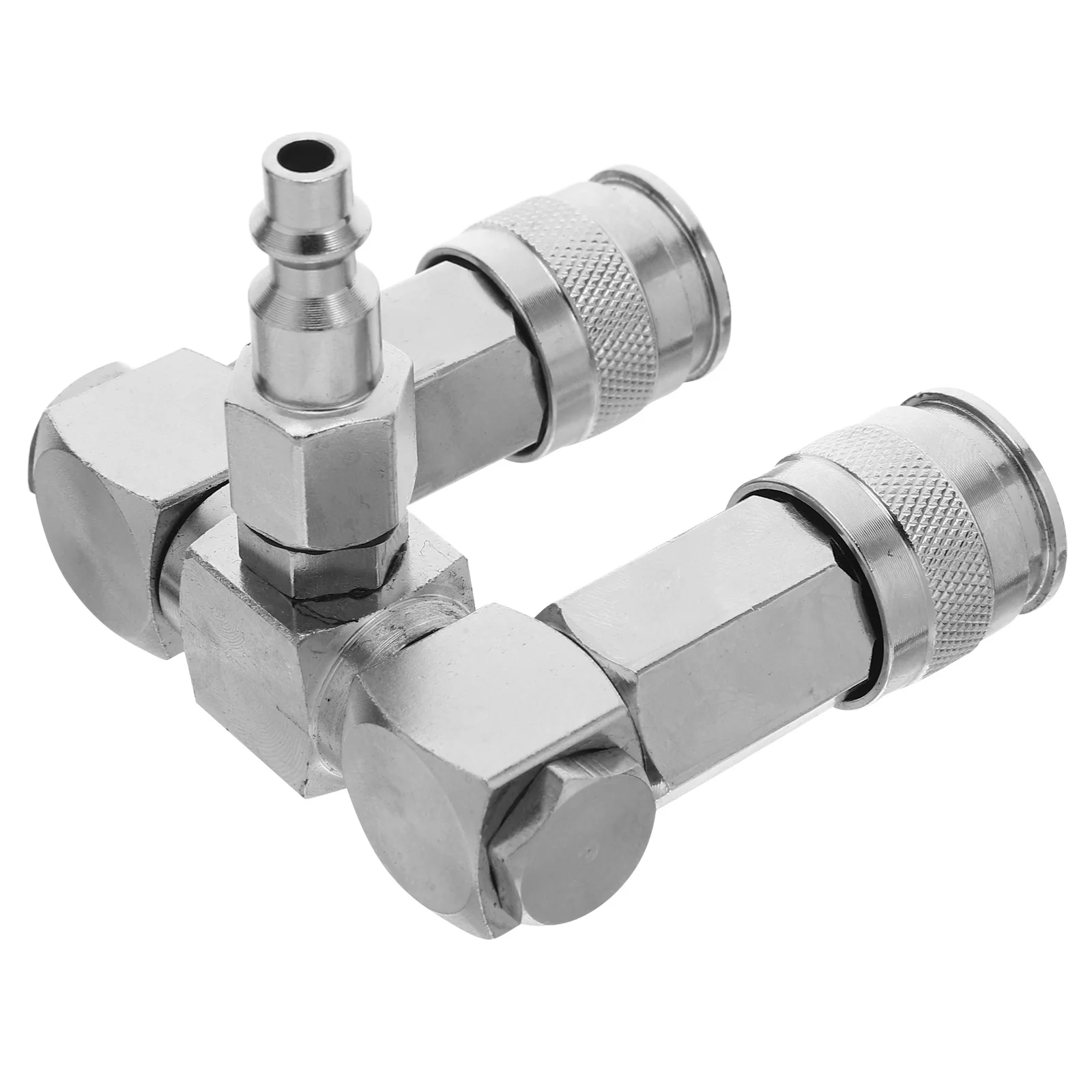 

Pneumatic 360 Degree Rotating Swivel Two-Way Air Fitting Nickel Plated Carbon Steel Quick Connect Splitter Air Compressor