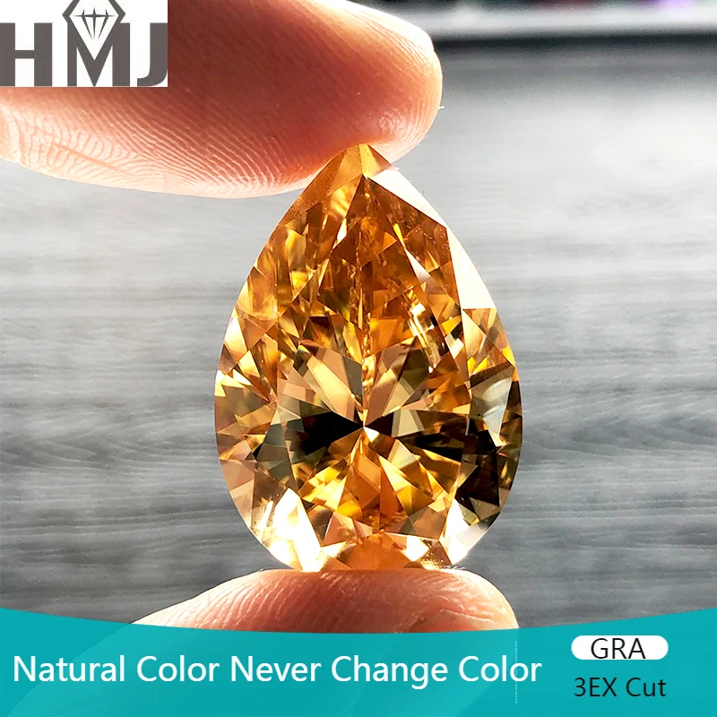 Natural Champagne Color Moissanite Stone Loose Simulated Diamond  Brilliant Pear Cut 3X5MM-12X16MM VVS1 Diy Jewelry Making