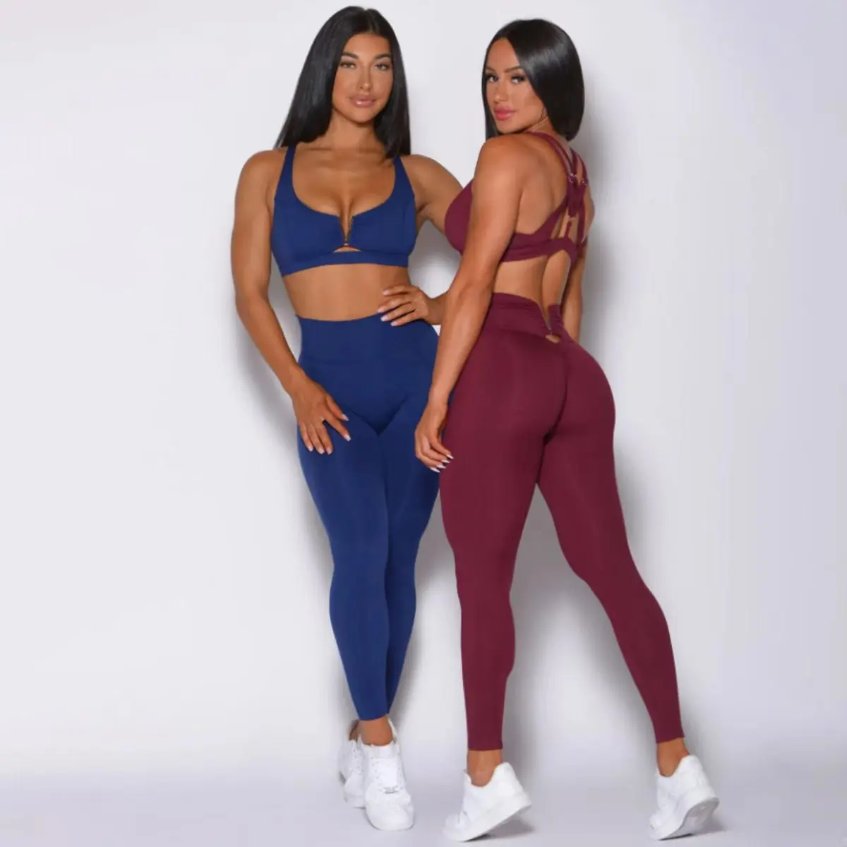 Women's Sexy Yoga Outfit 2-Piece Set - Double Crisscross Back Sports Bra + High-Waisted Shockproof Leggings | Push-Up Gym Workou
