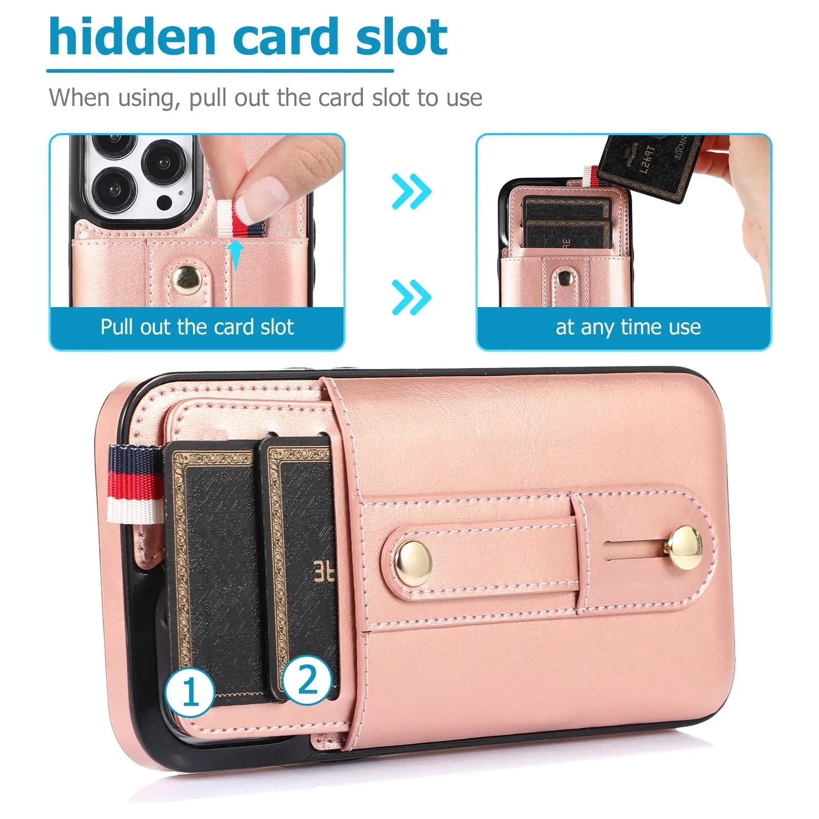 Vertical Cards Solt Wallet Ring Holder Leather Case For iPhone 15 Pro Max 14 Plus 13 12 Mini 11 XR X XS 7 8 SE 2022 Bag Pocket