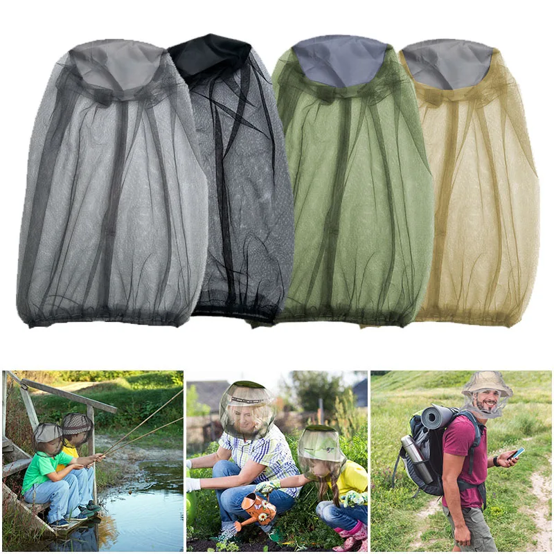 1Pc Outdoor Fishing Cap Anti Mosquito Insect Hat Bug Mesh Head Net Face Protector Camping Travel Hiking Hats Garden Supplies