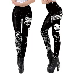 Cor cosplayer feminino festa de halloween crânio do punk digital impresso cintura alta aptidão estiramento calças leggings calças