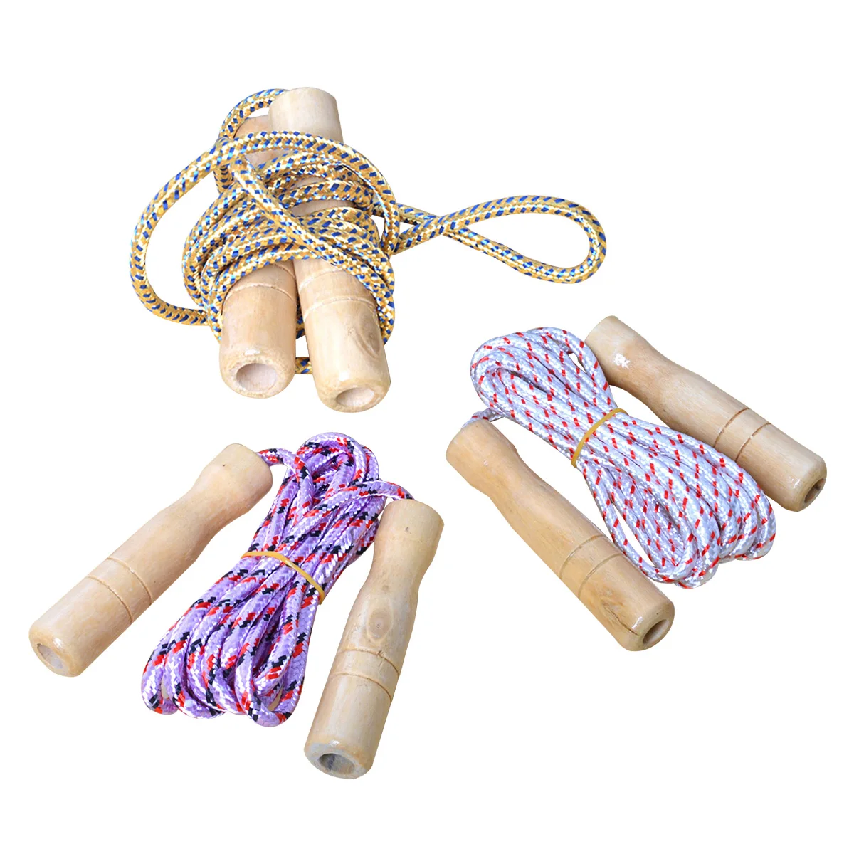 

3 pcs Wooden Handle Skipping for Kids Sports Fitness Exercise Jump Rope Durable Lightweight Sturdy Training Fun Beginner Gift