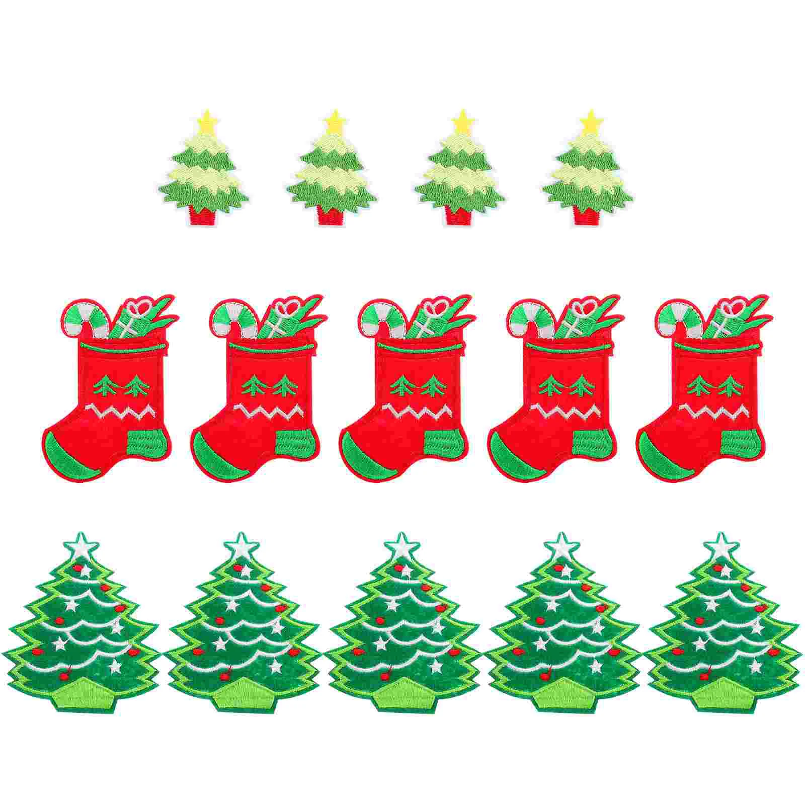 14 Pcs Christmas Patches Decor Creative Cloth Tree Sew On Non-woven Fabric Stickers