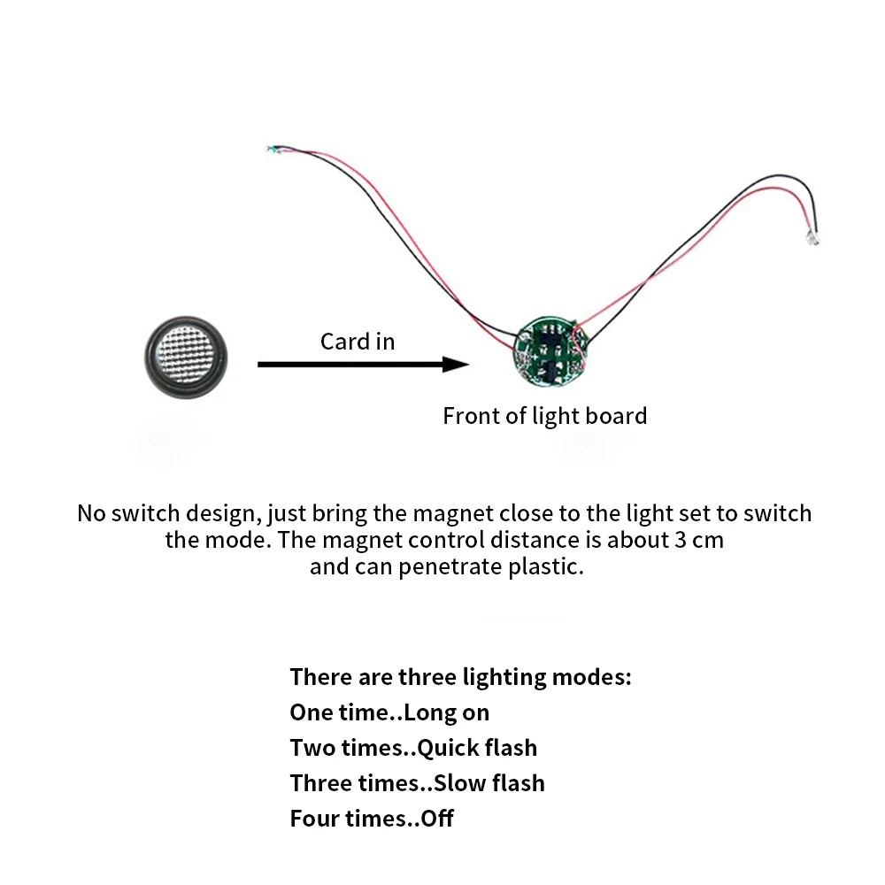 Mini controle magnético led interruptor de luz chip iluminação dos desenhos animados mão para fazer fio lâmpada super brilho 3 modo diy modelo fazendo brinquedos
