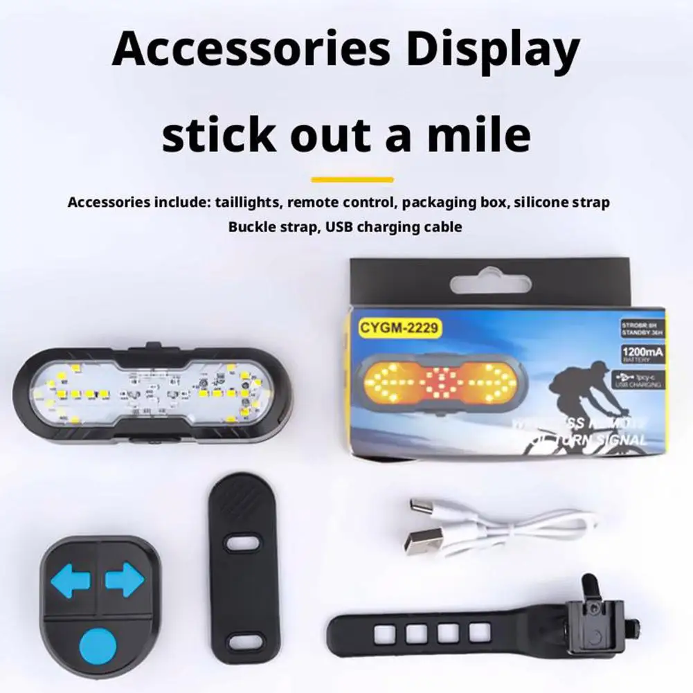 

USB-заряжаемый беспроводной пульт дистанционного управления для велосипедного заднего фонаря с сигналами поворота, звуковым сигналом и предупреждением о ночной езде